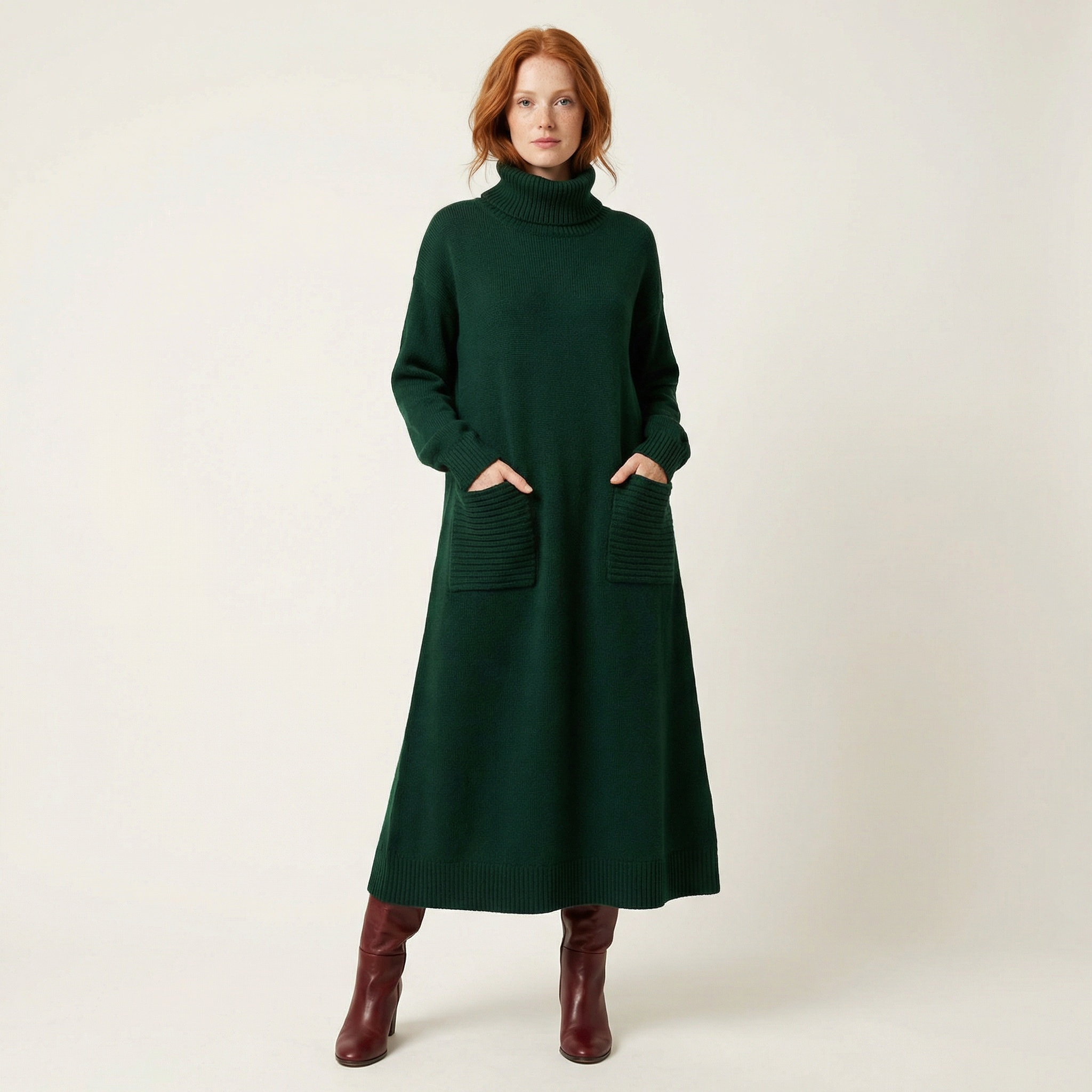 High-Neck Knitted Maxi Dress