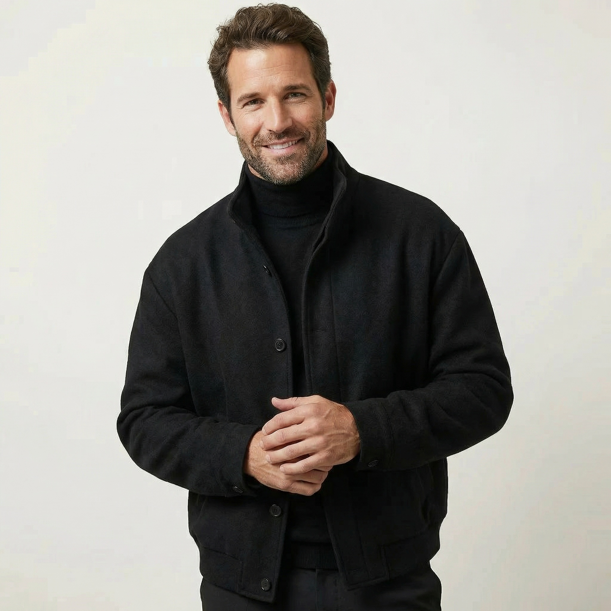 Structured Wool Stand Collar Jacket