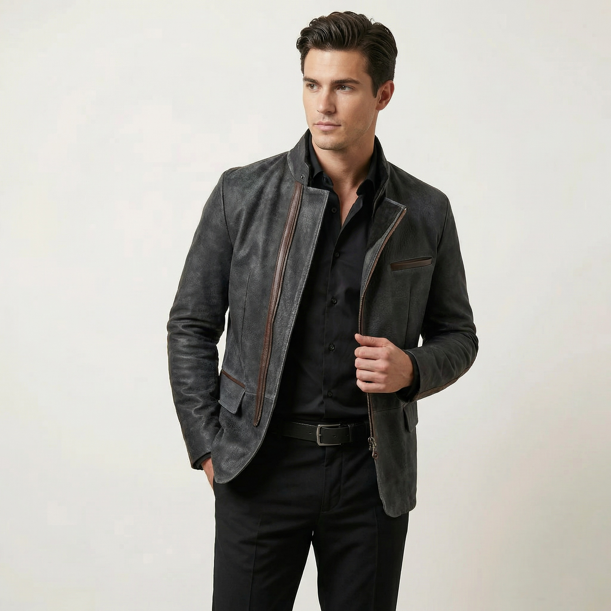 Vintage Stand Collar Zip Jacket