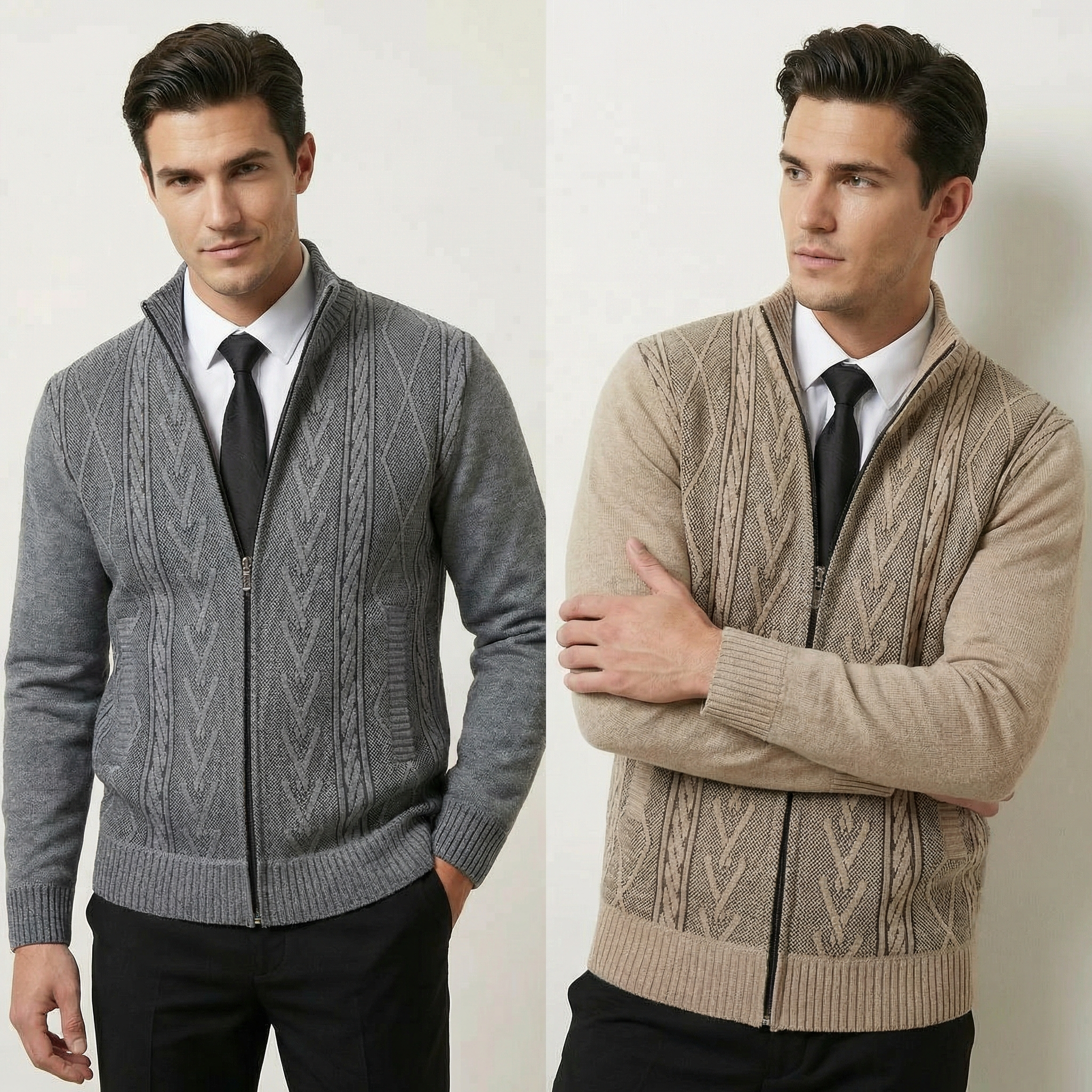 Textured Zip Cardigan