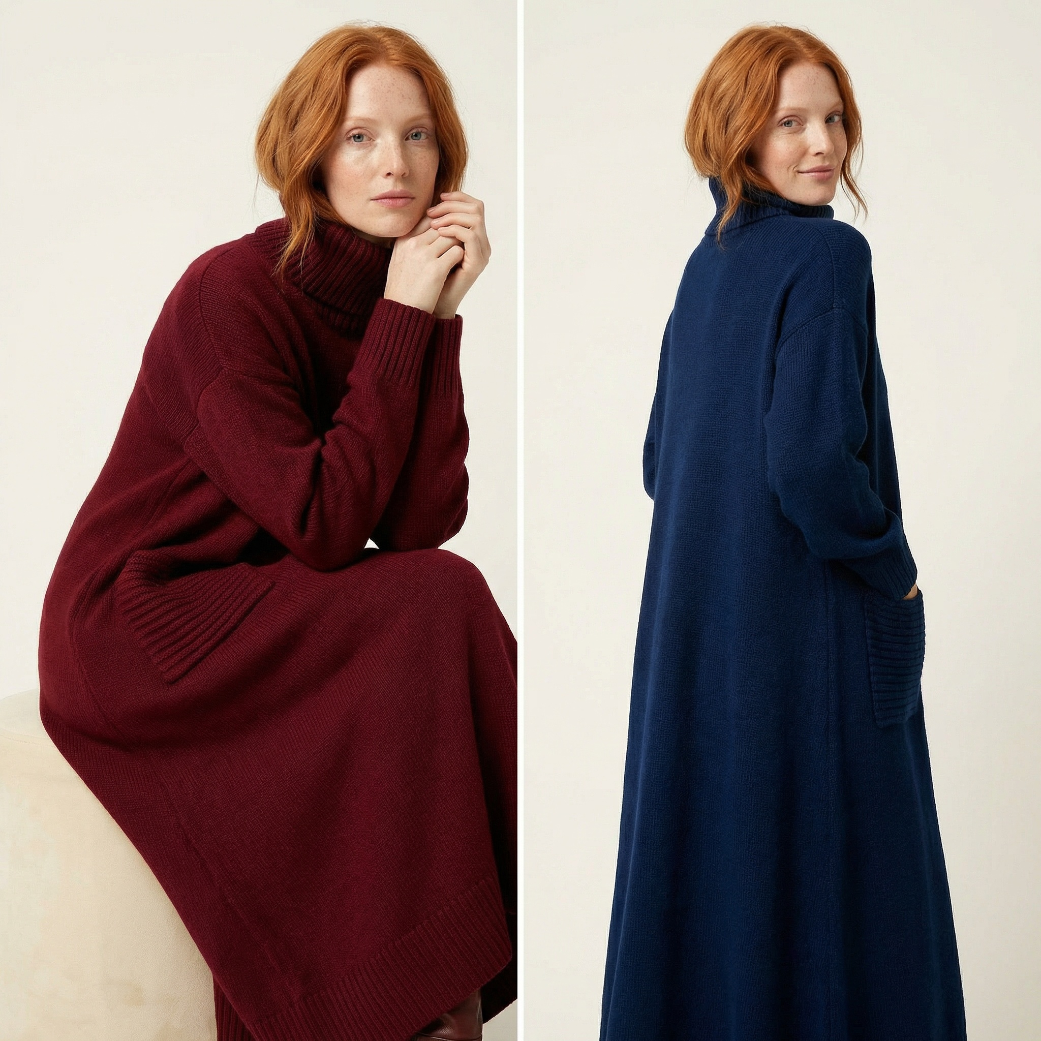 High-Neck Knitted Maxi Dress