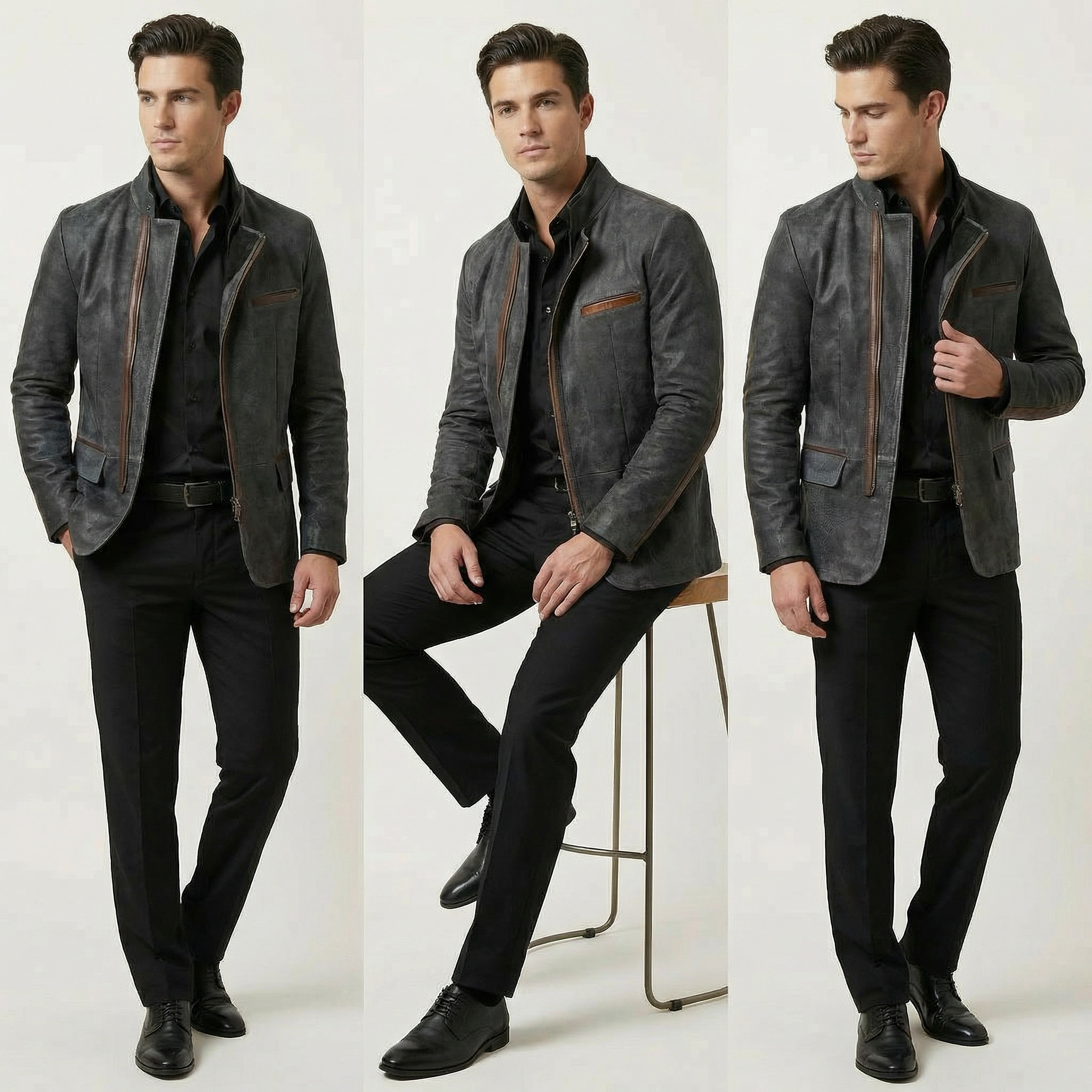 Vintage Stand Collar Zip Jacket